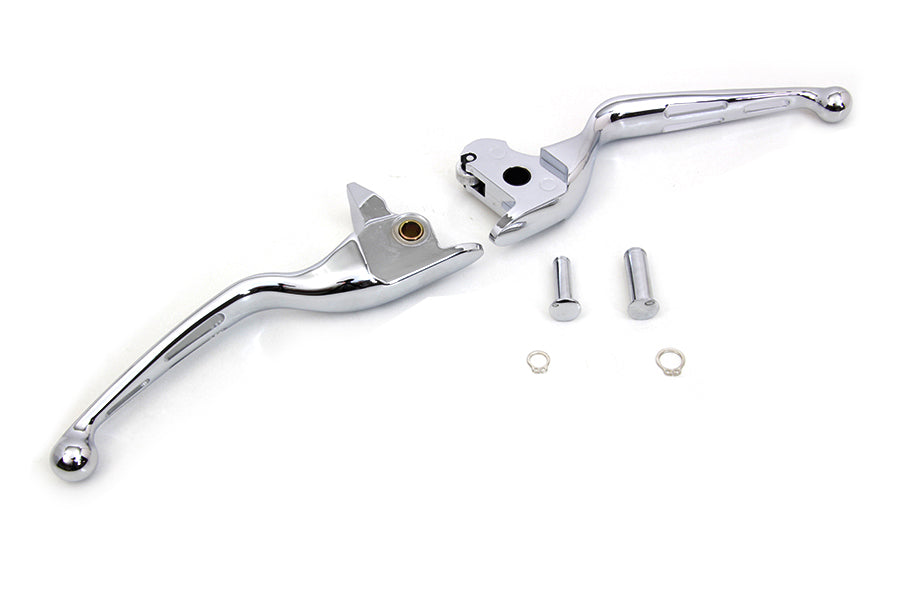 V-Twin Chrome 3-Slot Wide Hand Lever Set for Harley Davidson FLT Models