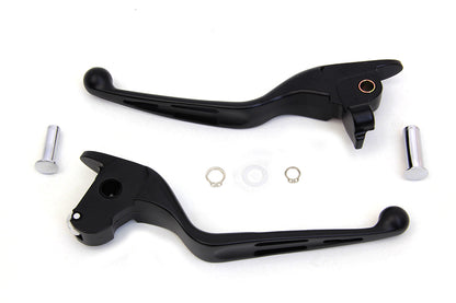 V-Twin H07-0601MB Matte Black 3-Slot Wide Hand Lever Set for Harley Davidson FLT