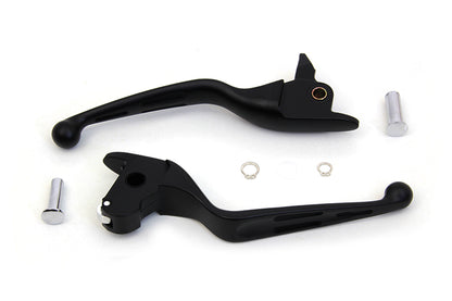 V-Twin H07-0601MB Matte Black 3-Slot Wide Hand Lever Set for Harley Davidson FLT