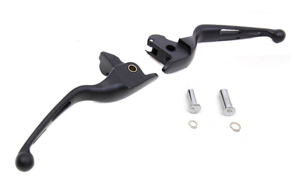 V-Twin H07-0601MB Matte Black 3-Slot Wide Hand Lever Set for Harley Davidson FLT