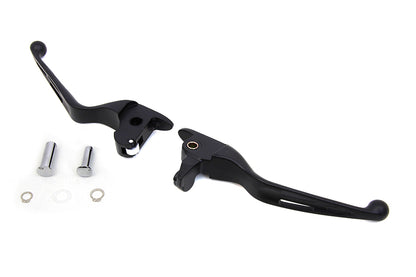 V-Twin H07-0601MB Matte Black 3-Slot Wide Hand Lever Set for Harley Davidson FLT