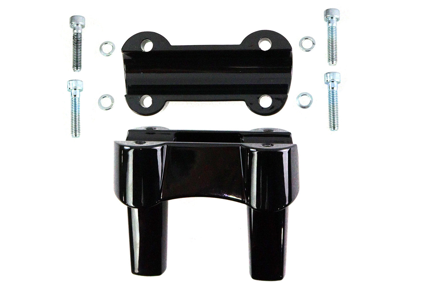 V-Twin 4.1 Inch Fat Riser Kit Black with Handlebar Clamp and Hardware