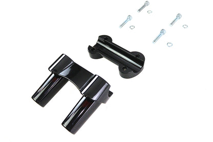 V-Twin 4.1 Inch Fat Riser Kit Black with Handlebar Clamp and Hardware