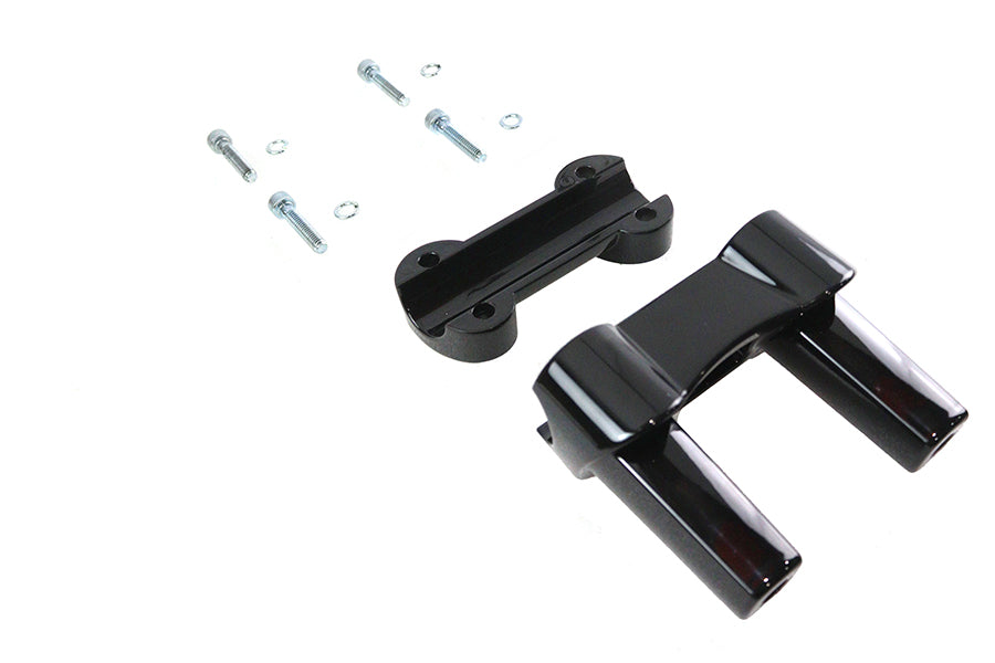 V-Twin 4.1 Inch Fat Riser Kit Black with Handlebar Clamp and Hardware
