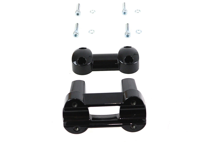 V-Twin 4.1 Inch Fat Riser Kit Black with Handlebar Clamp and Hardware