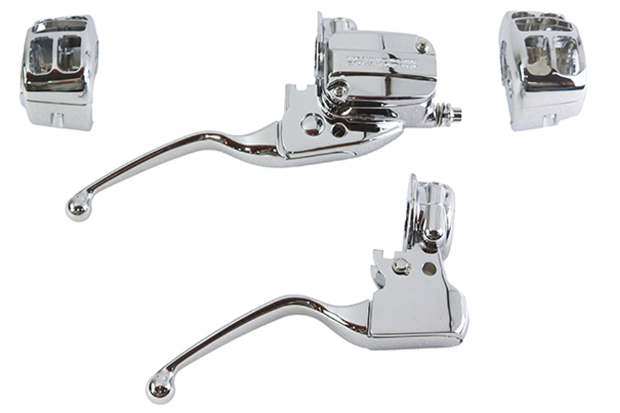 V-Twin Handlebar Control Kit Chrome for Harley Davidson FLHT, FLHX, FLHR (Part #053946)