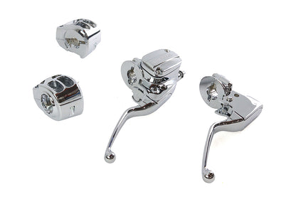 V-Twin Handlebar Control Kit Chrome for Harley Davidson FLHT, FLHX, FLHR (Part #053946)