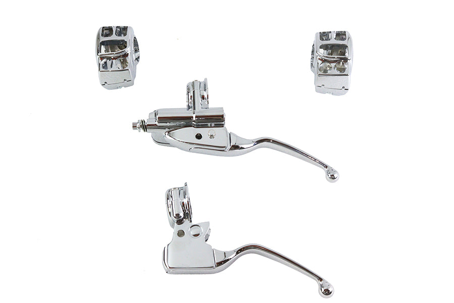 V-Twin Handlebar Control Kit Chrome for Harley Davidson FLHT, FLHX, FLHR (Part #053946)