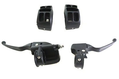 V-Twin Front Handlebar Control Kit in Black for Harley Davidson FLHT, FLHX, FLHR (Part # 053947)
