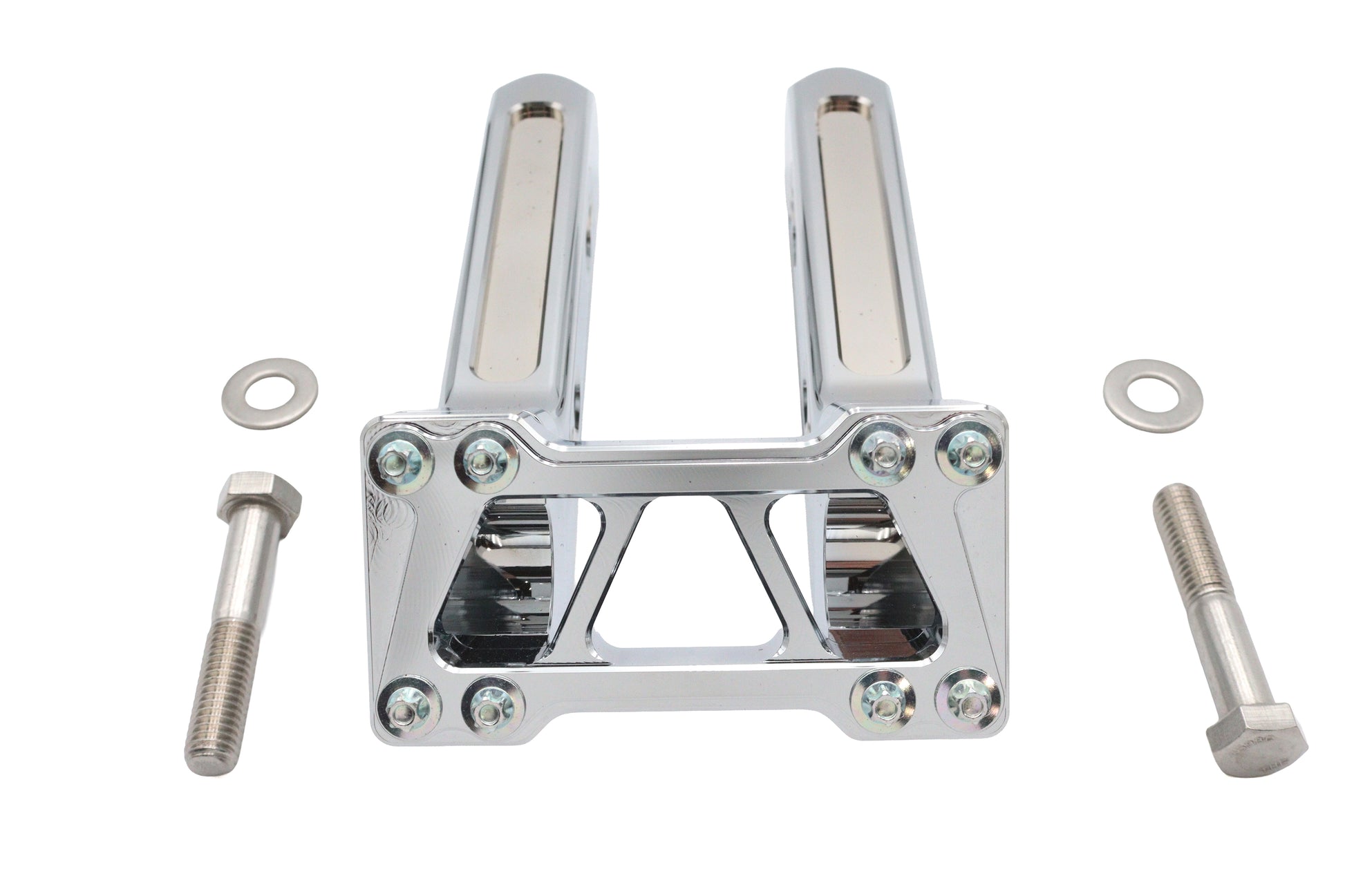 Wyatt Gatling 8 inch Pirate Style Riser Set Chrome - Handlebar Riser with Open Window Design