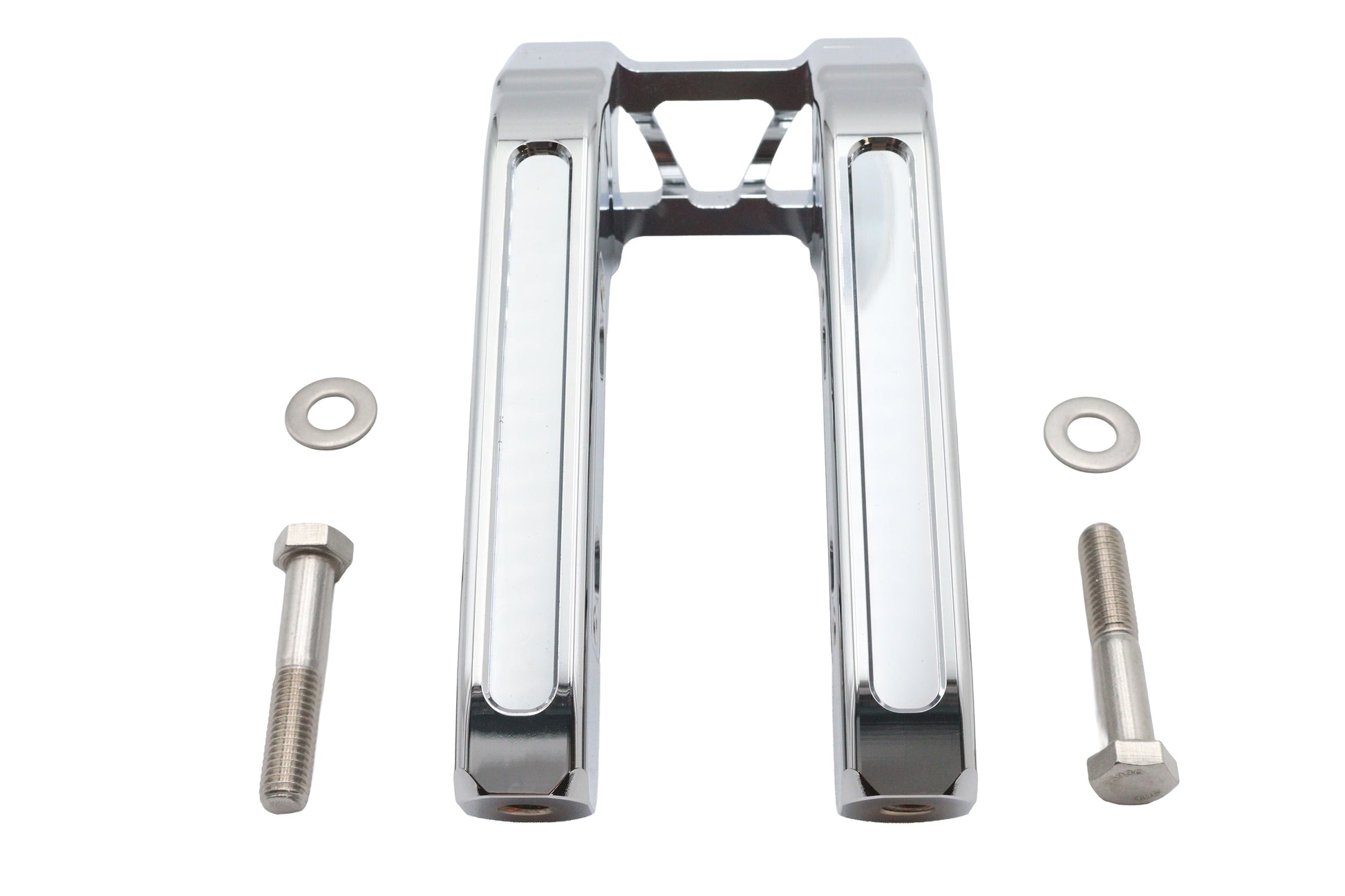 Wyatt Gatling 8 inch Pirate Style Riser Set Chrome - Handlebar Riser with Open Window Design