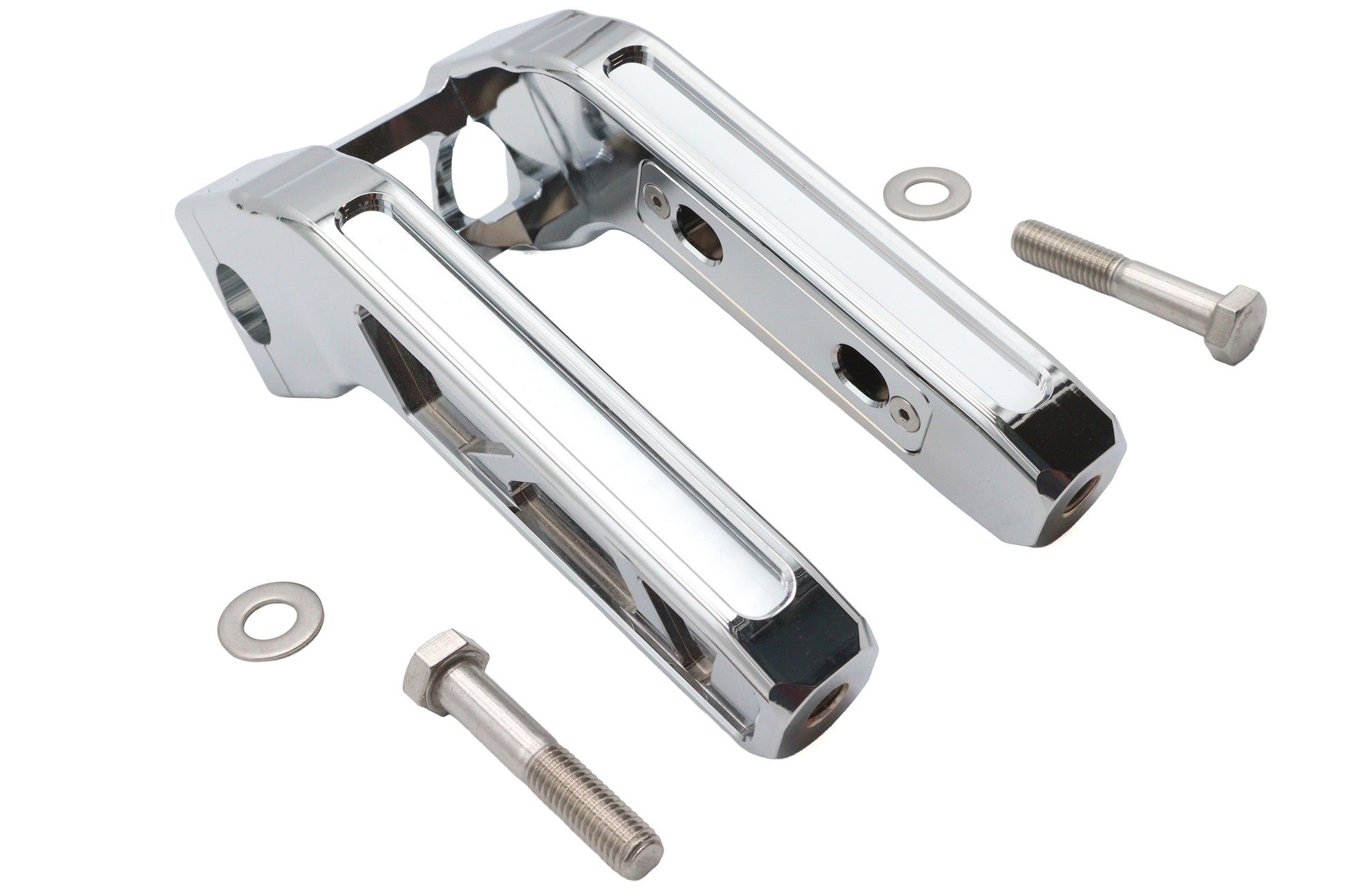 Wyatt Gatling 8 inch Pirate Style Riser Set Chrome - Handlebar Riser with Open Window Design
