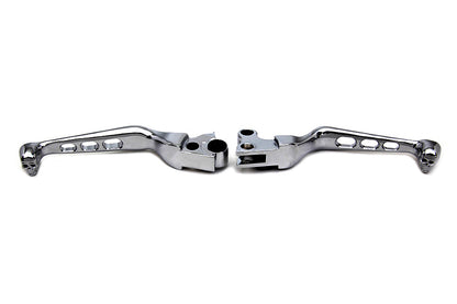 V-Twin Chrome Contour Drilled Hand Lever Set with Skull Ends for Harley Davidson XL & FXD Models (Part #241-020A)