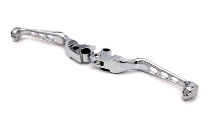 V-Twin Chrome Contour Drilled Hand Lever Set with Skull Ends for Harley Davidson XL & FXD Models (Part #241-020A)
