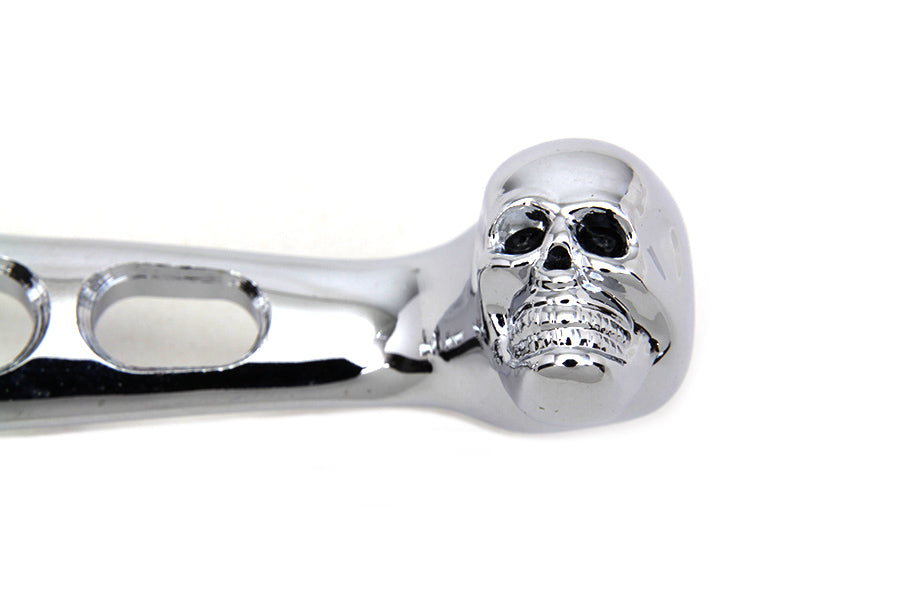 V-Twin Chrome Contour Drilled Hand Lever Set with Skull Ends for Harley Davidson XL & FXD Models (Part #241-020A)