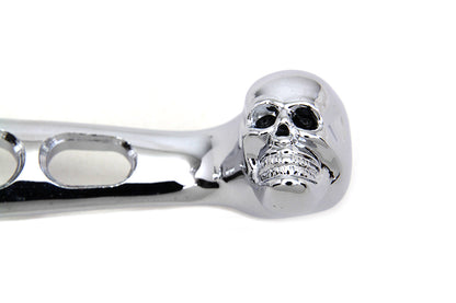 V-Twin Chrome Contour Drilled Hand Lever Set with Skull Ends for Harley Davidson XL & FXD Models (Part #241-020A)