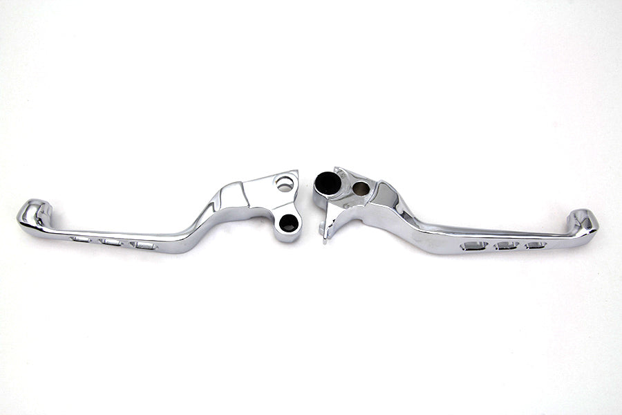 V-Twin Chrome Contour Drilled Hand Lever Set with Skull Ends for Harley Davidson XL & FXD Models (Part #241-020A)
