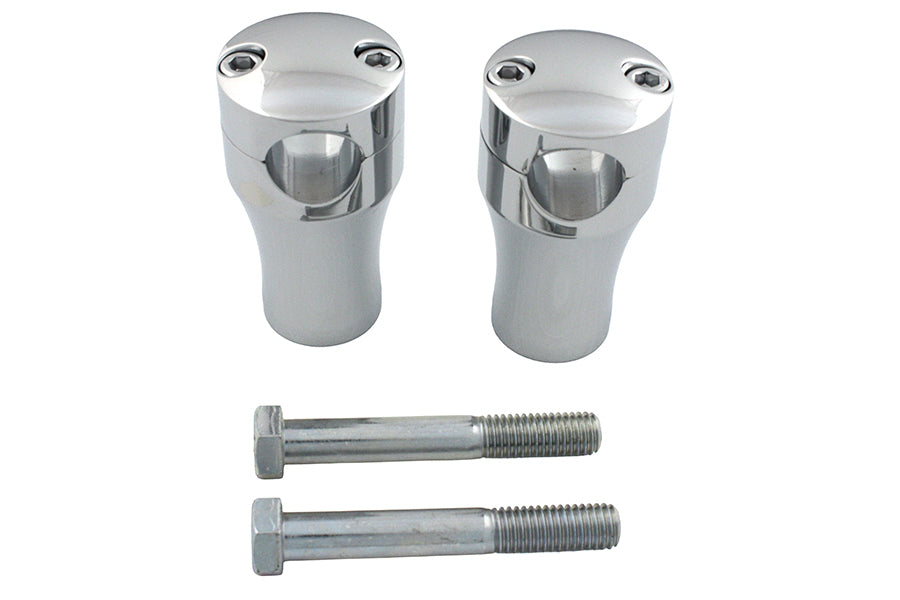 V-Twin 3 Inch Solid Billet Riser Set Chrome - Motorcycle Handlebar Riser Pair