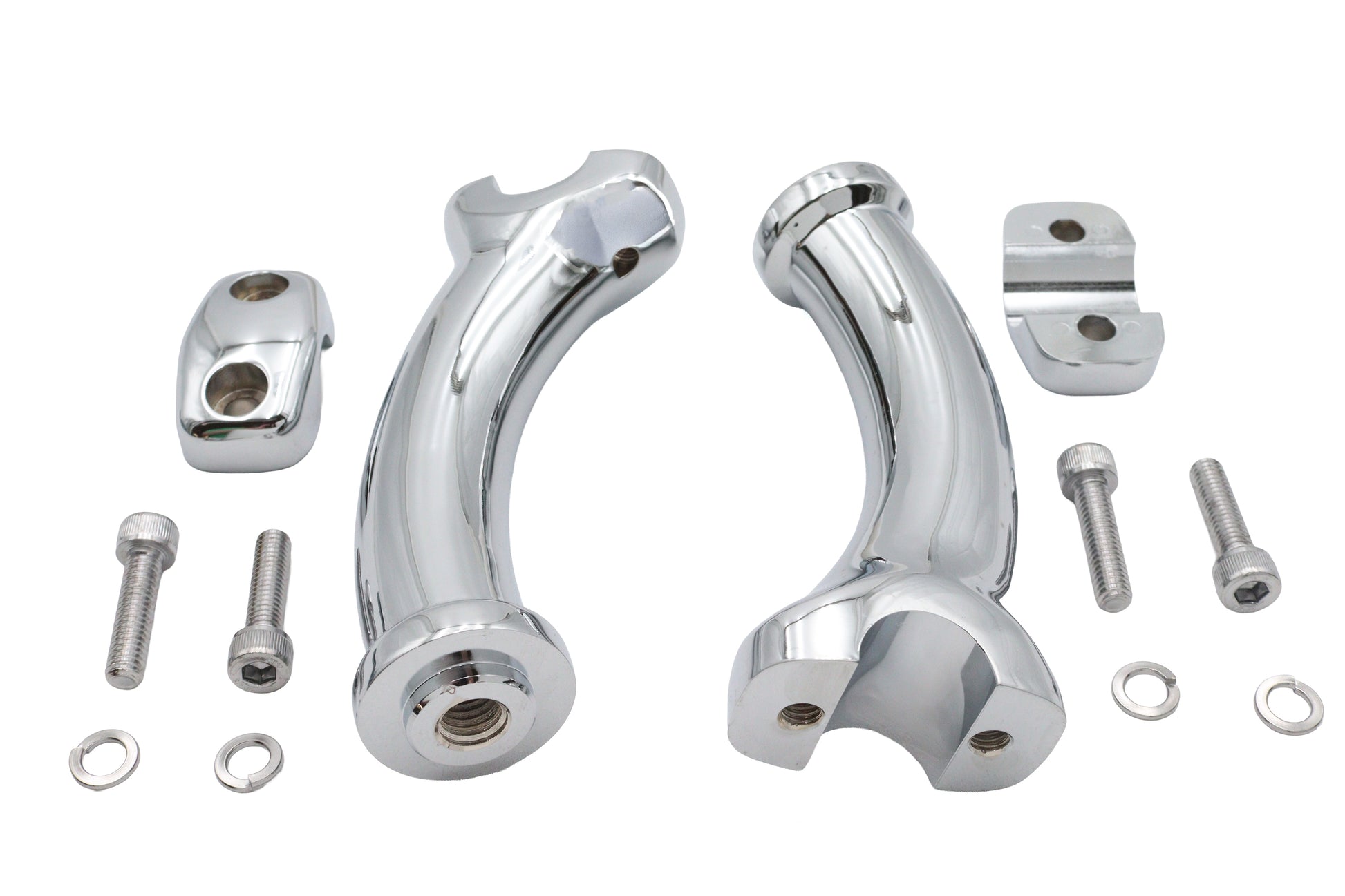 V-Twin 5-3/4 Inch Fatty Pullback Riser Kit Chrome with 2 Inch Pullback and 5-3/4 Inch Rise