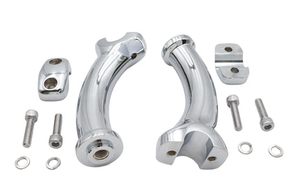 V-Twin 5-3/4 Inch Fatty Pullback Riser Kit Chrome with 2 Inch Pullback and 5-3/4 Inch Rise