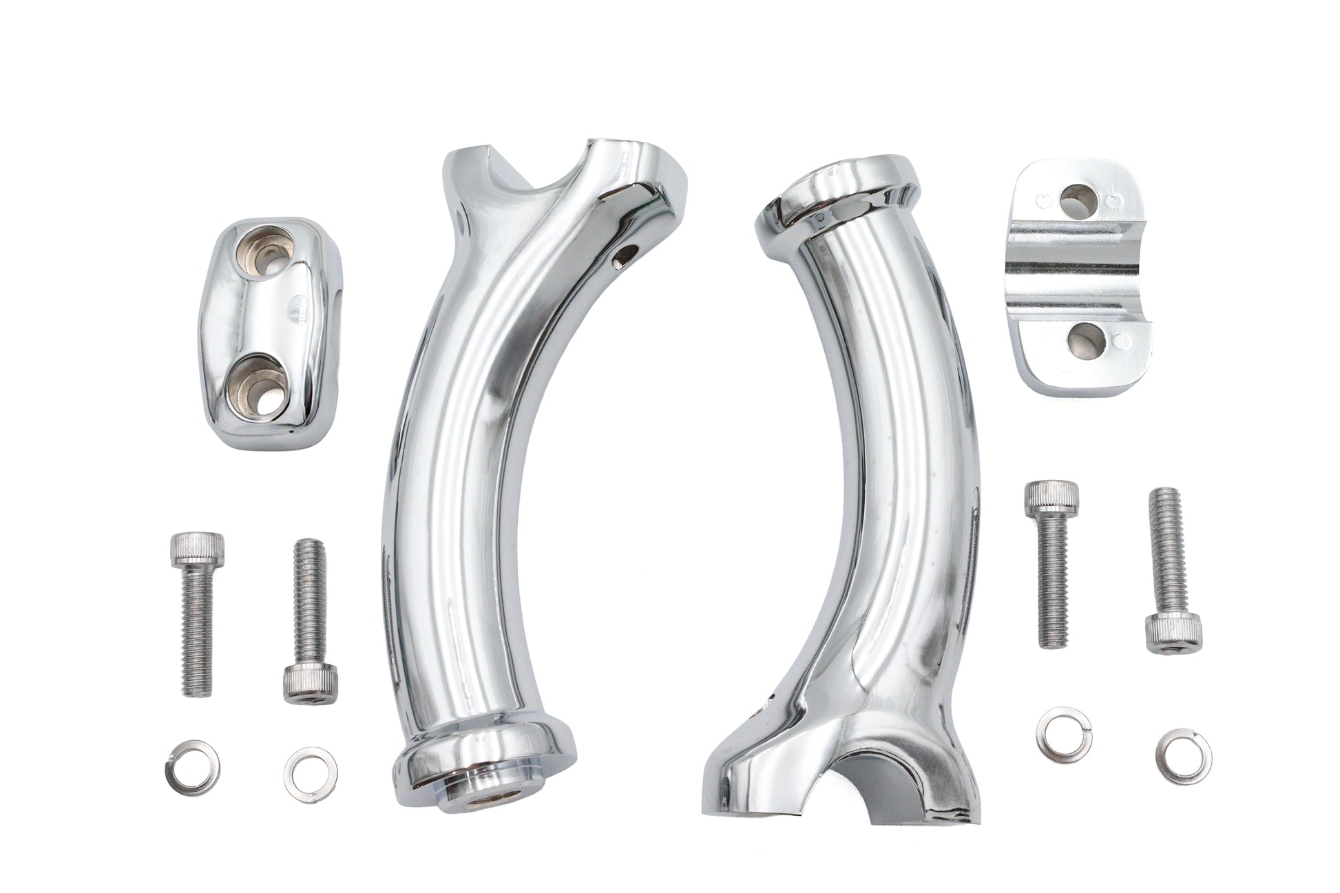 V-Twin 5-3/4 Inch Fatty Pullback Riser Kit Chrome with 2 Inch Pullback and 5-3/4 Inch Rise