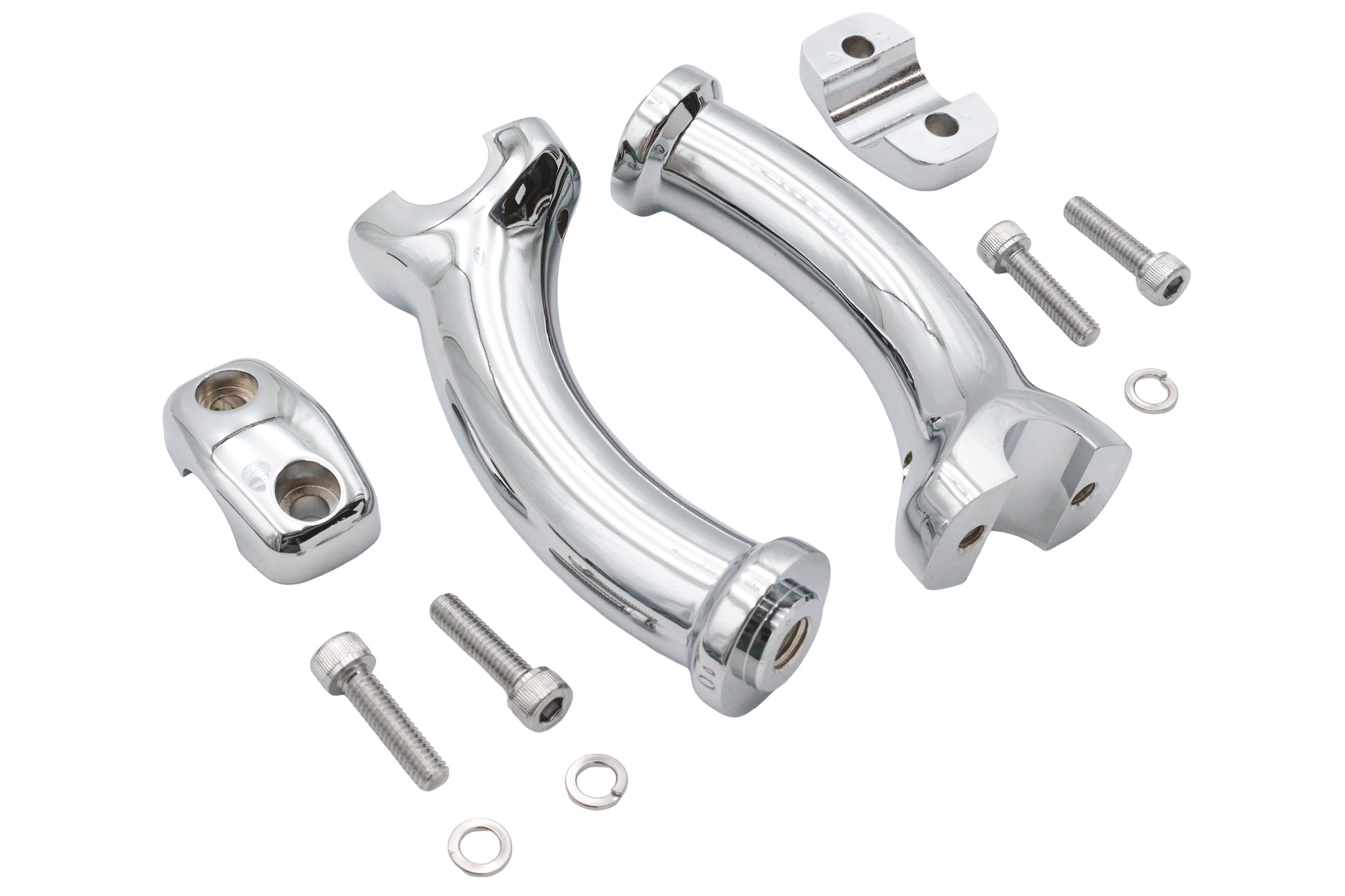 V-Twin 5-3/4 Inch Fatty Pullback Riser Kit Chrome with 2 Inch Pullback and 5-3/4 Inch Rise