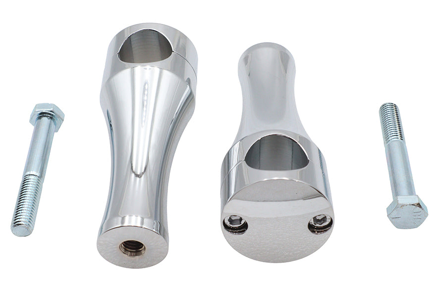 V-Twin 5 Inch Solid Billet Chrome Riser Set for 1-1/4 Inch Handlebars