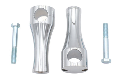 V-Twin 5 Inch Solid Billet Chrome Riser Set for 1-1/4 Inch Handlebars