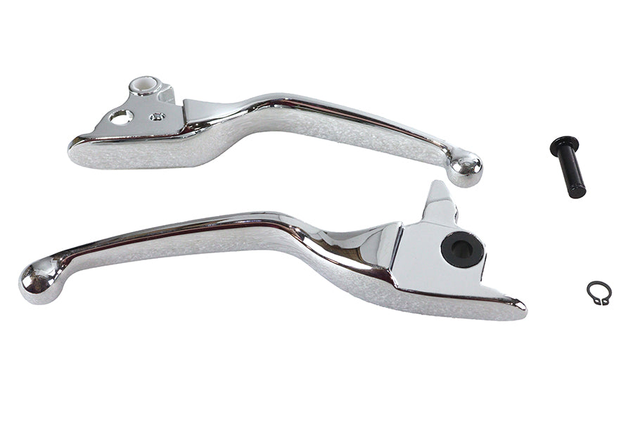 V-Twin Chrome Smooth Contour Tamer Hand Lever Set for Harley Davidson FLT Models