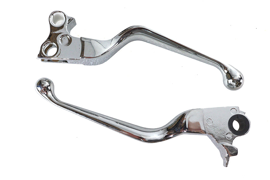 V-Twin Chrome V-Cut Hand Lever Set for Harley Davidson FLST & FXST (Part #H07-0588)