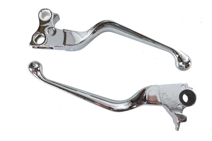 V-Twin Chrome V-Cut Hand Lever Set for Harley Davidson FLST & FXST (Part #H07-0588)