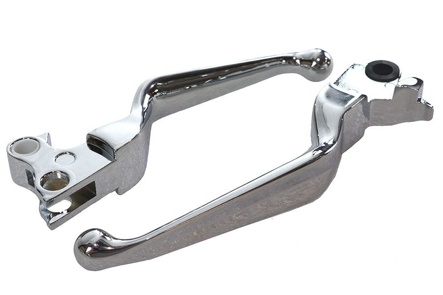 V-Twin Chrome V-Cut Hand Lever Set for Harley Davidson FLST & FXST (Part #H07-0588)