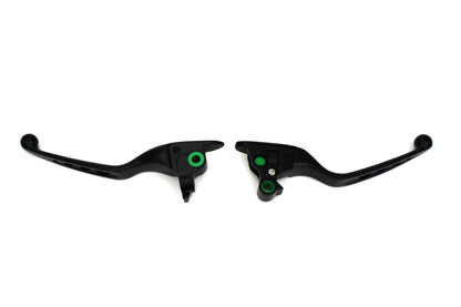 V-Twin Black Drilled Hand Lever Set Part No. H07-0561MB for Harley Davidson FLT Models
