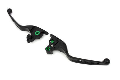 V-Twin Black Drilled Hand Lever Set Part No. H07-0561MB for Harley Davidson FLT Models