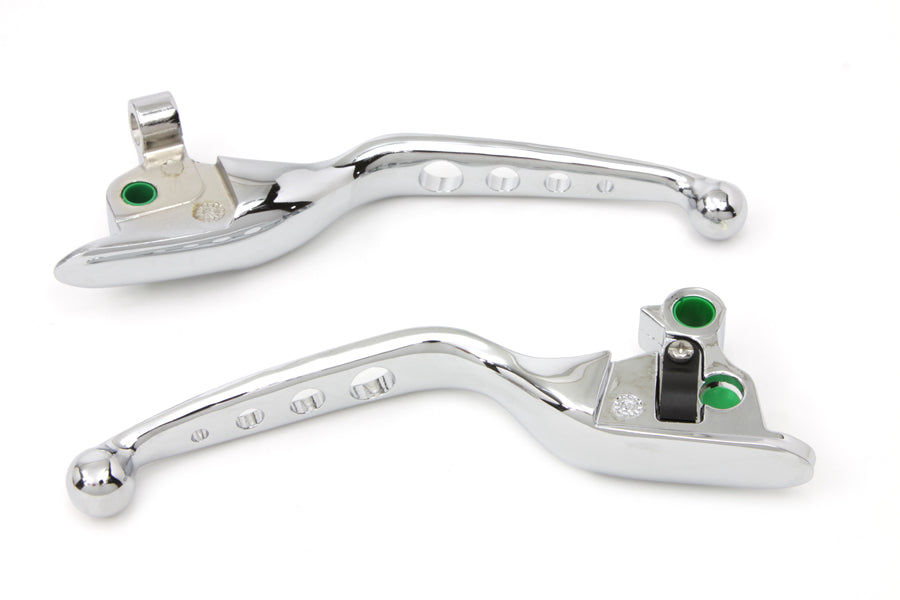 V-Twin Chrome Drilled Hand Lever Set for Harley Davidson FLT Models – Part H07-0561