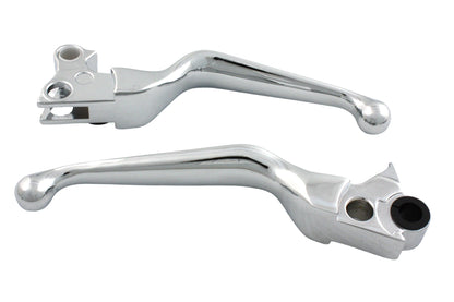 V-Twin Chrome V-Cut Hand Lever Set for Harley Davidson FLST (1996-2005)