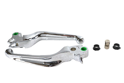 V-Twin Chrome Slotted Hand Lever Set (Part No. H07-0584) for Harley Davidson FXST & FLST Models
