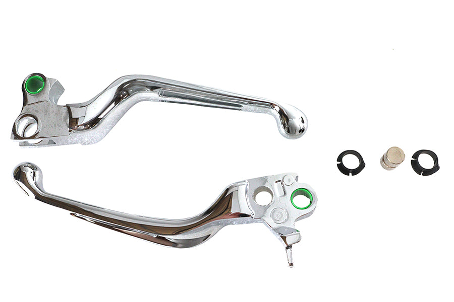 V-Twin Chrome Slotted Hand Lever Set (Part No. H07-0584) for Harley Davidson FXST & FLST Models