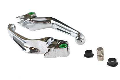 V-Twin Chrome Slotted Hand Lever Set (Part No. H07-0584) for Harley Davidson FXST & FLST Models