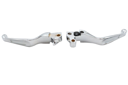 V-Twin Chrome Slotted Hand Lever Set for Harley Davidson XL (2004-2006)