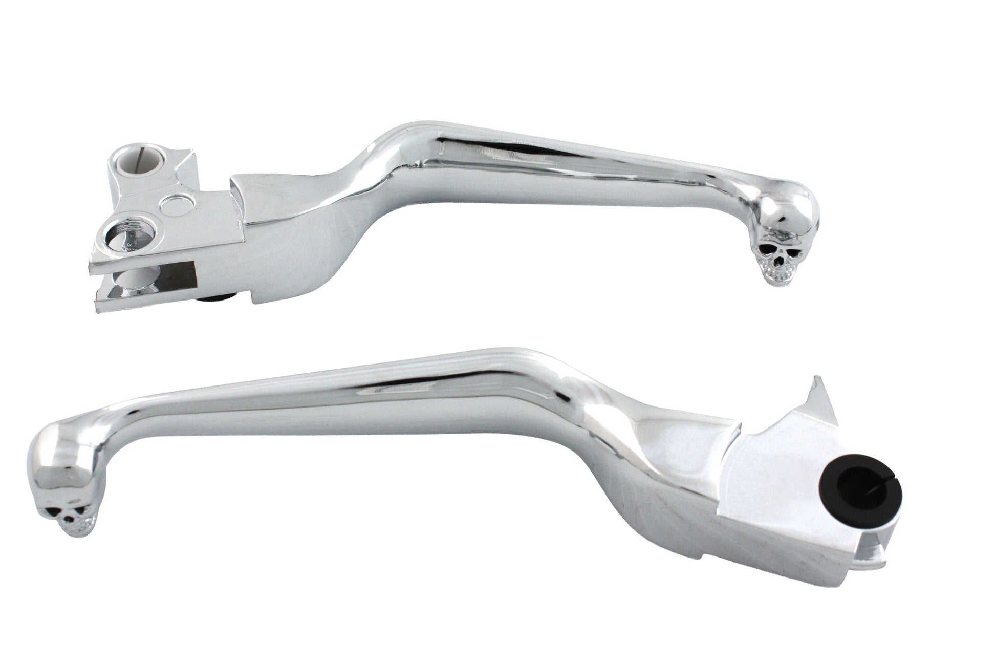 V-Twin Chrome Contour Hand Lever Set with Skull Ends for Harley Davidson FLST