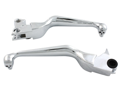 V-Twin Chrome Contour Hand Lever Set with Skull Ends for Harley Davidson FLST