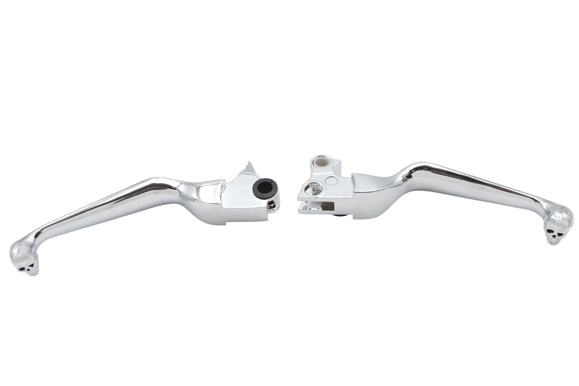 V-Twin Chrome Contour Hand Lever Set with Skull Ends for Harley Davidson FLST