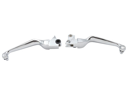 V-Twin Chrome Contour Hand Lever Set with Skull Ends for Harley Davidson FLST