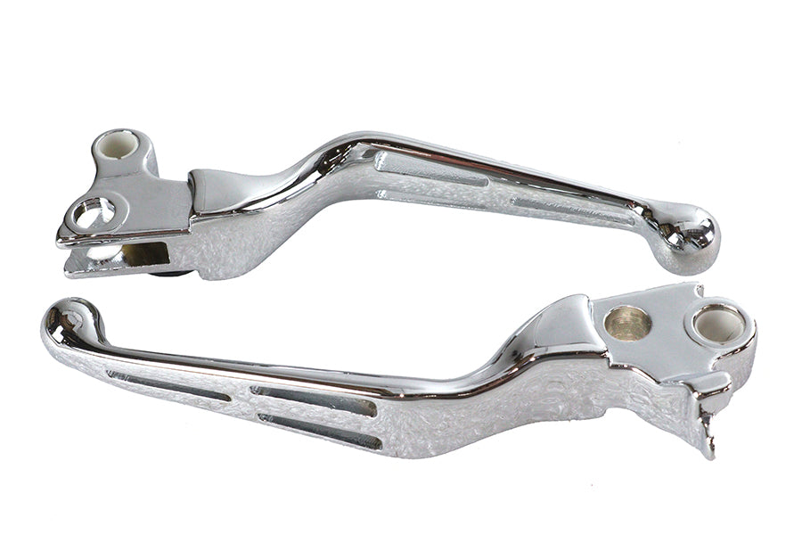 V-Twin Chrome Slotted Hand Lever Set for Harley Davidson FXST (1996-2005) - Part 07-0569