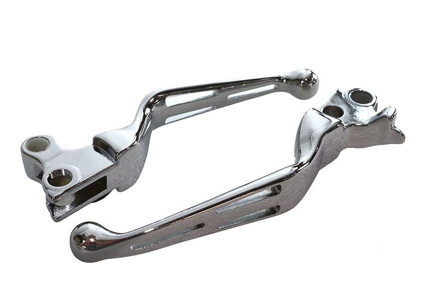 V-Twin Chrome Slotted Hand Lever Set for Harley Davidson FXST (1996-2005) - Part 07-0569