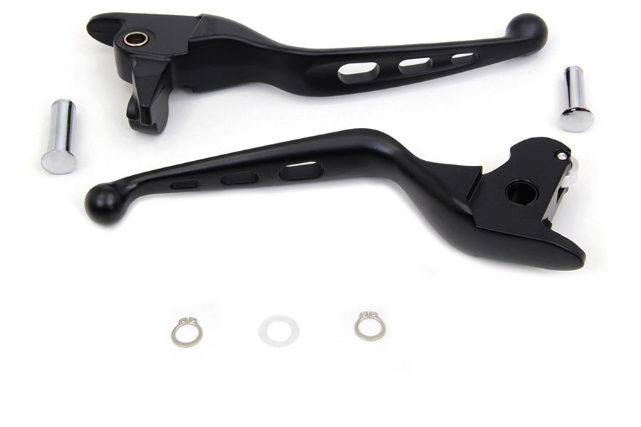 MCM Black Drilled Hand Lever Set for Harley Davidson FLT Models