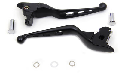 MCM Black Drilled Hand Lever Set for Harley Davidson FLT Models