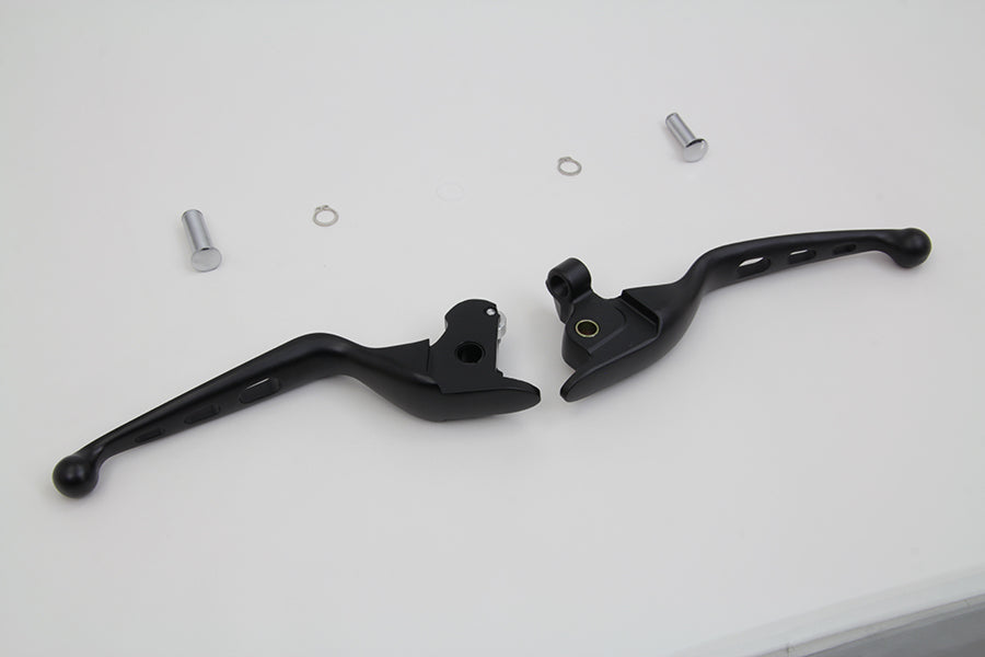 MCM Black Drilled Hand Lever Set for Harley Davidson FLT Models