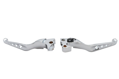 MCM Chrome Drilled Hand Lever Set for Harley Davidson XL Models (Part #053548)